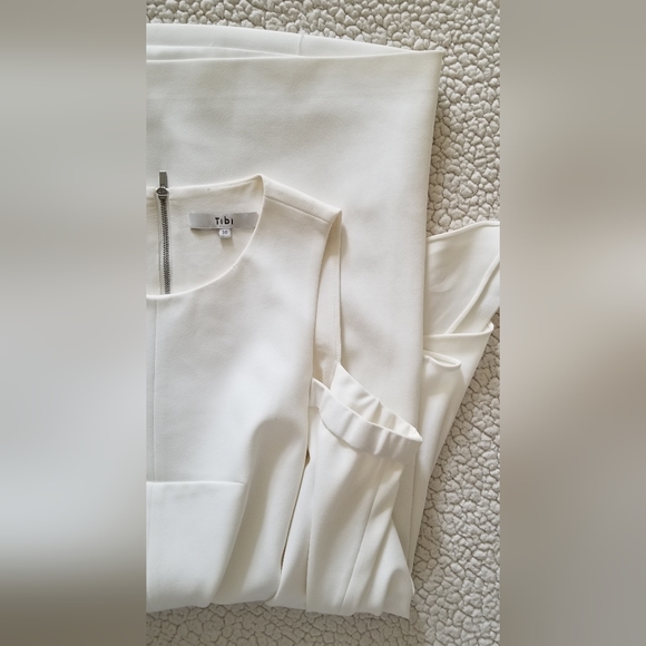 Tibi White Structured Crepe Cutout Open Shoulder Dress Sz 10 Org $395 - Picture 10 of 10